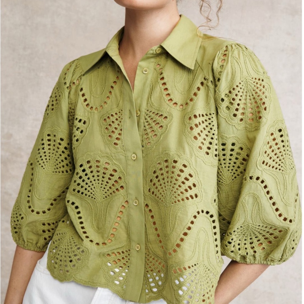 Caballero Juliette Sage Green Lace Blouse XL